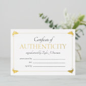 Elegante Vintage Gouden Certificaat van Echtheid Folie Uitnodiging (Staand Voorkant)