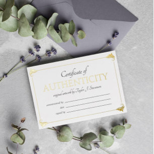 Elegante Vintage Gouden Certificaat van Echtheid Folie Uitnodiging
