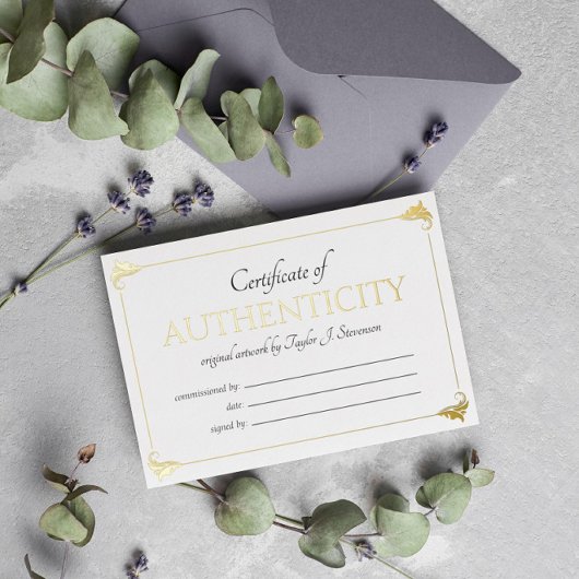 Elegante Vintage Gouden Certificaat van Echtheid Folie Uitnodiging