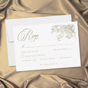 Elegante Vintage Gouden Crest Tuin Bruiloft RSVP Kaartje