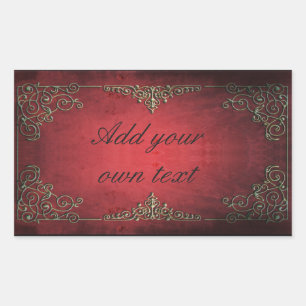 Elegante vintage gouden en rode lijst aangepaste t rechthoekige sticker