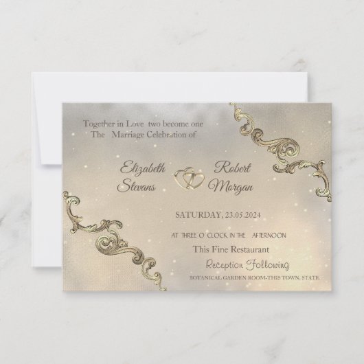 Elegante Vintage Gouden Lijst Harten Kaart (Voorkant)