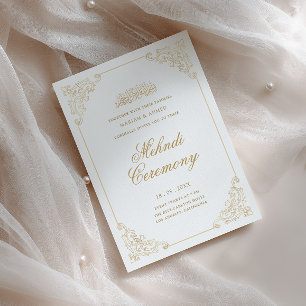 Elegante Vintage Gouden Lijst Henna Mehndi Ceremon Kaart