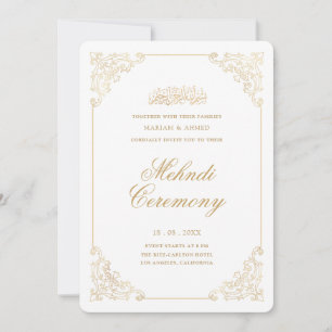 Elegante Vintage Gouden Lijst Henna Mehndi Ceremon Kaart
