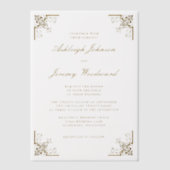 Elegante Vintage Gouden Script Sierlijke Hoeken Tr Vellum Uitnodigingen (Voorkant)