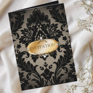 Elegante vintage gouden zwarte formele damast brui