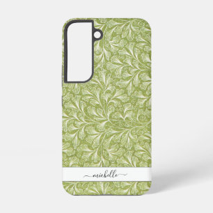 Elegante Vintage Groen Botanische Script Naam Samsung Galaxy Hoesje