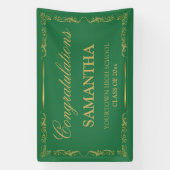 Elegante Vintage Groen Gouden Afstuderen Spandoek (Verticaal)