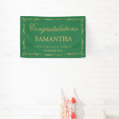 Elegante Vintage Groen Gouden Afstuderen Spandoek (Insitu)