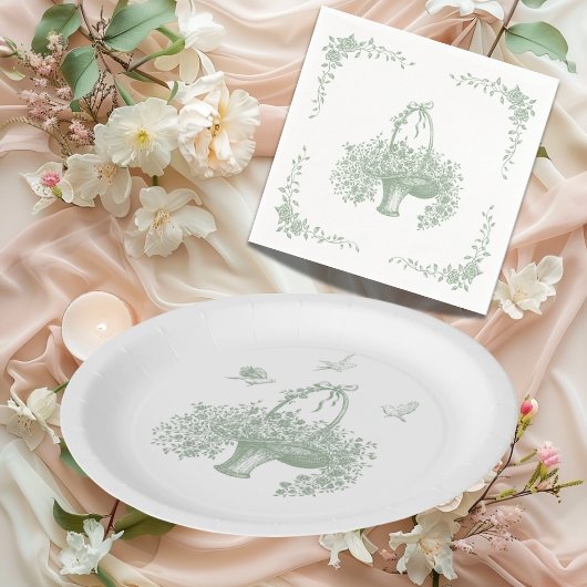 Elegante vintage groene beplanting handgetekend servet