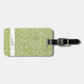 Elegante Vintage Groene Botanische Script Naam Bagagelabel (Voorkant horizontaal)