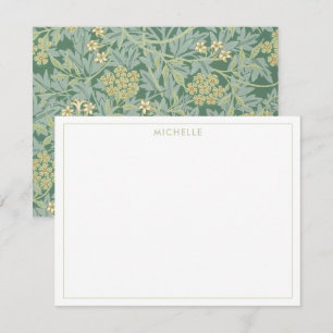 Elegante vintage groene jasmijn bloem botanisch notitiekaartje