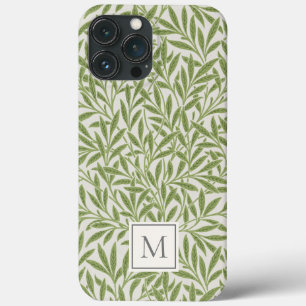Elegante Vintage Groene Wilgenbladeren Monogram Case-Mate iPhone Case