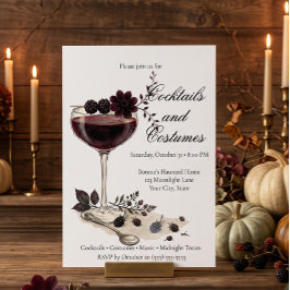 Elegante Vintage Halloween Cocktailkaart Uitnodigi Kaart
