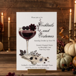 Elegante Vintage Halloween Cocktailkaart Uitnodigi Kaart