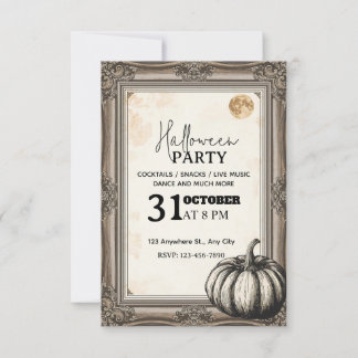 Elegante vintage Halloween-feestuitnodiging – Edit Kaart