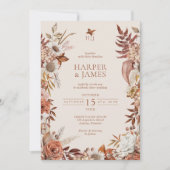 Elegante vintage herfst bloemrijke kader trouwdag kaart (Voorkant)