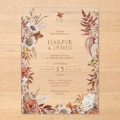 Elegante vintage herfst bloemrijke lijst bruiloft acryl uitnodigingen (Voorkant)