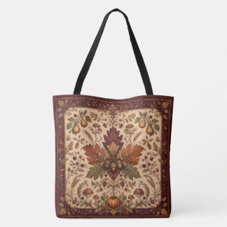 Elegante vintage herfst textiel vierkante boodscha tote bag