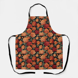 Elegante Vintage Herfstrozen All Over Print Schort