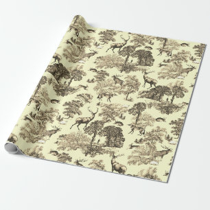 Elegante vintage herten vos haas country toile crè cadeaupapier