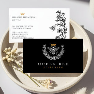 Elegante Vintage Honing Koningin Bij Zwart & Wit Visitekaartje