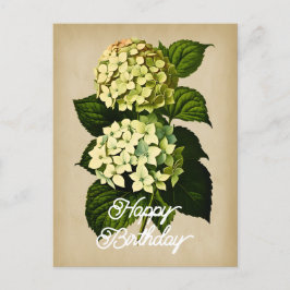 Elegante Vintage Hortensia Bloem Gelukkige Verjaar Briefkaart