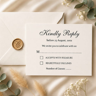 Elegante Vintage Huwelijks RSVP Kaart
