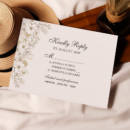 Elegante Vintage Huwelijks RSVP Kaart