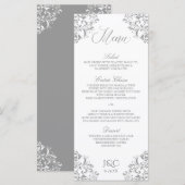 Elegante Vintage Huwelijksmenu | Nadine (Grijs) Menu (Voorkant / Achterkant)