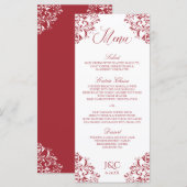 Elegante Vintage Huwelijksmenu | Nadine (Rood) Menu (Voorkant / Achterkant)