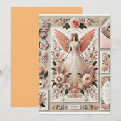 Elegante Vintage Huwelijksuitnodiging met Angelic  Kaart (Voorkant / Achterkant)