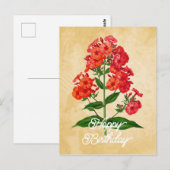 Elegante Vintage Hybride Phlox Bloem Gelukkige Ver Briefkaart (Voorkant / Achterkant)