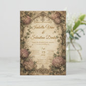 Elegante Vintage Hydrangea Bruiloft Kaart (Staand voorkant)