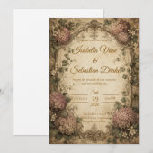 Elegante Vintage Hydrangea Bruiloft Kaart (Voorkant / Achterkant)