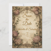 Elegante Vintage Hydrangea Huwelijk Save The Date (Voorkant)