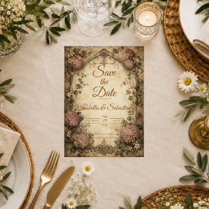 Elegante Vintage Hydrangea Huwelijk Save The Date