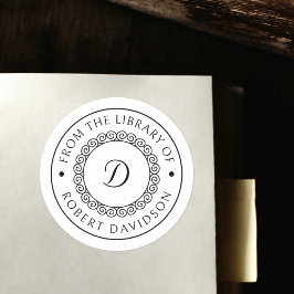 Elegante vintage initiële ronde bibliotheekboekpla sticker