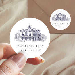 Elegante vintage Italiaanse villa bestemming bruil Ronde Sticker