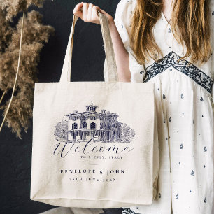 Elegante vintage Italiaanse villa bestemmingshuwel Tote Bag