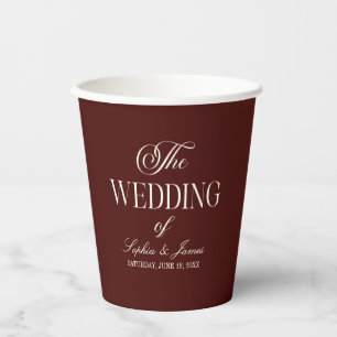 Elegante Vintage Ivoor Donker Burgundy Bruiloft Papieren Bekers