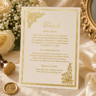 Elegante vintage ivoor regency trouw-RSVP kaart