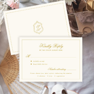Elegante vintage ivoor vriendelijke reactie trouwe RSVP kaartje