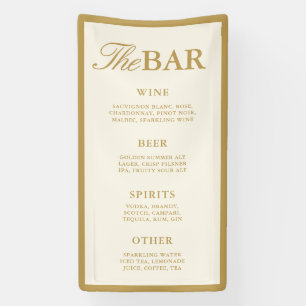 Elegante Vintage Ivoren Bruiloft Bar Menu Ontvangs Spandoek