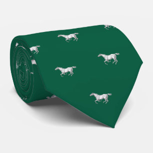 Elegante vintage jager groene galopperende paarden stropdas