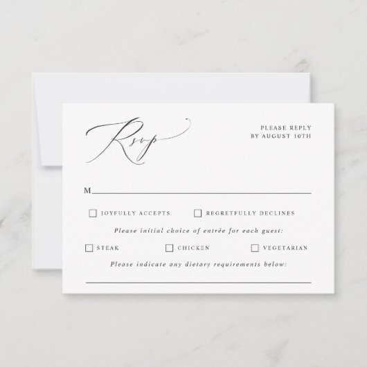 Elegante Vintage Kalligrafie Bruiloft RSVP Kaartje (Voorkant)