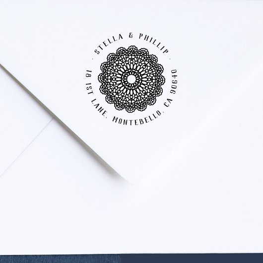 Elegante Vintage Kant Retouradres Rubberstempel