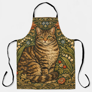 Elegante vintage kat bloemrijk botanisch schort