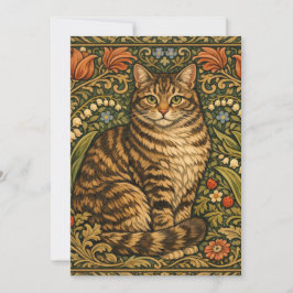 Elegante vintage kat bloemrijke botanische kaart