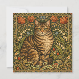 Elegante vintage kat bloemrijke botanische kaart